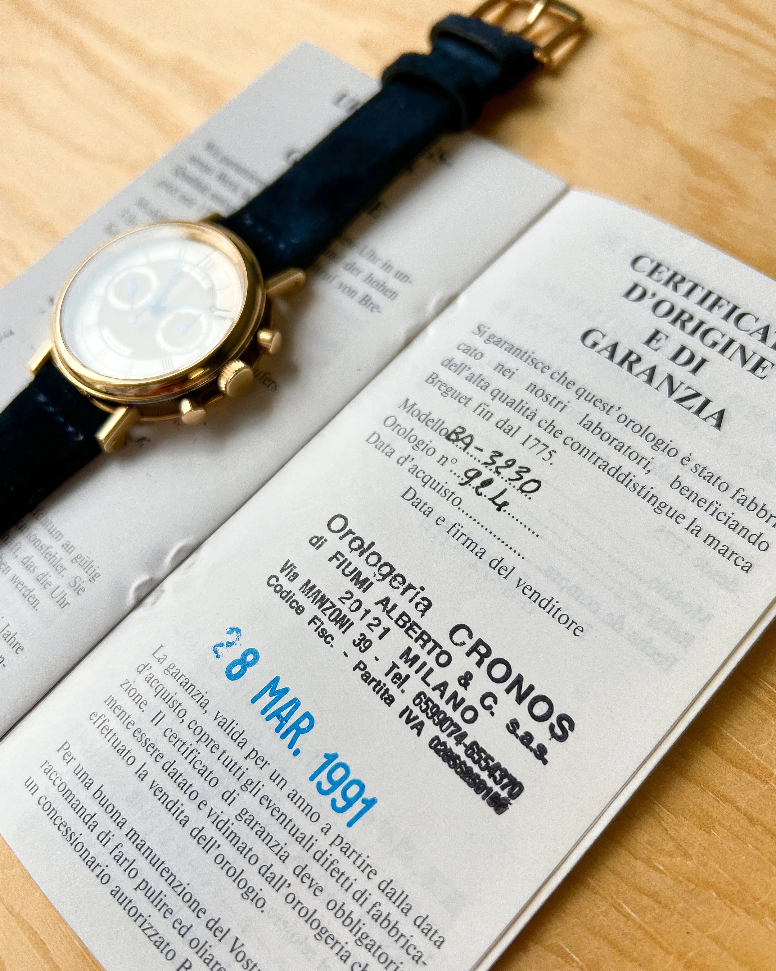 1991 Breguet Classique Chronograph 3230 Box and Paperwork — Watch